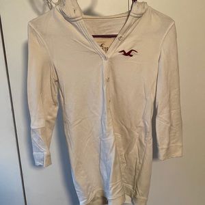 Women’s Hollister Half Sleeve Button Up Hooded Shirt